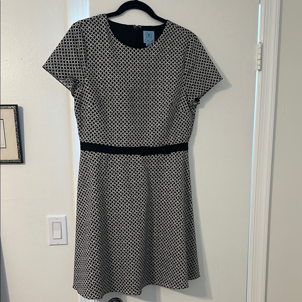 CeCe Black and White Geometric Mini Dress